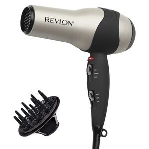 Brand New - Revlon Silver and Black Hair Dryer with Diffuser NWOT